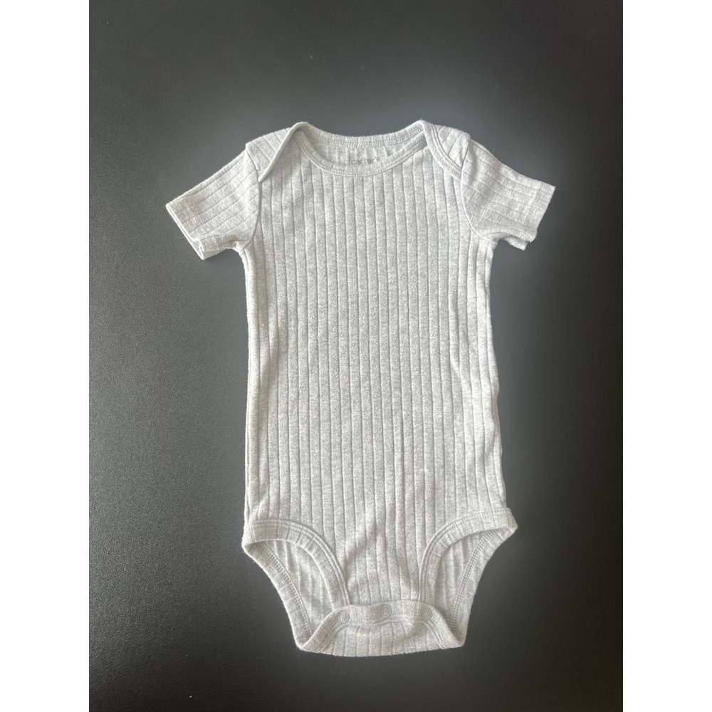 Carters Child of Mine Baby Bodysuit 18M Heather Grey Short Sleeve Onesie (0954)